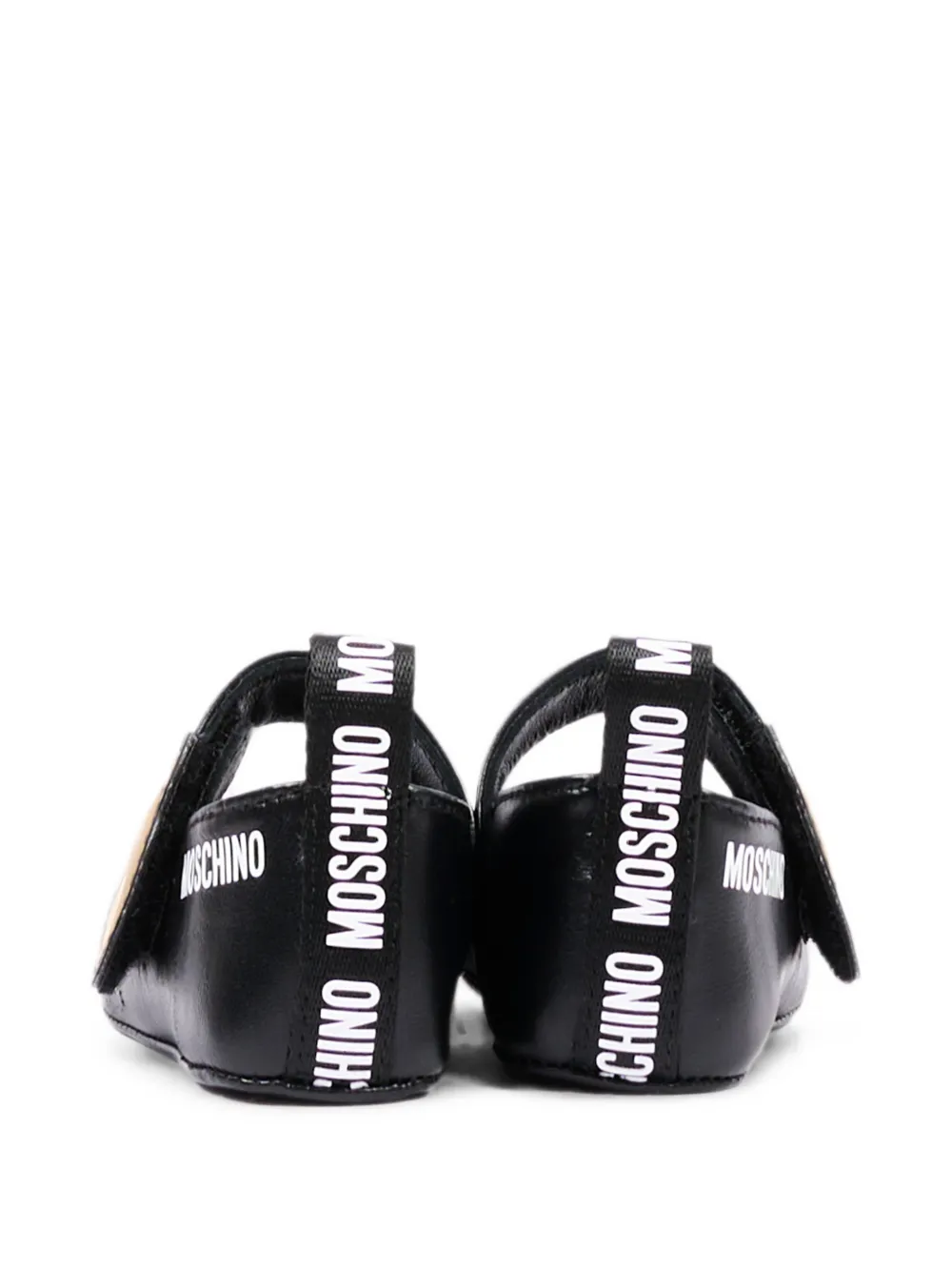 Moschino Kids teddy bear touch-strap ballet flats Zwart