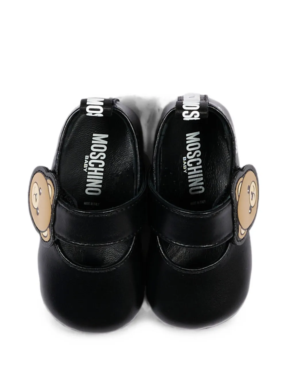 Moschino Kids teddy bear touch-strap ballet flats Zwart