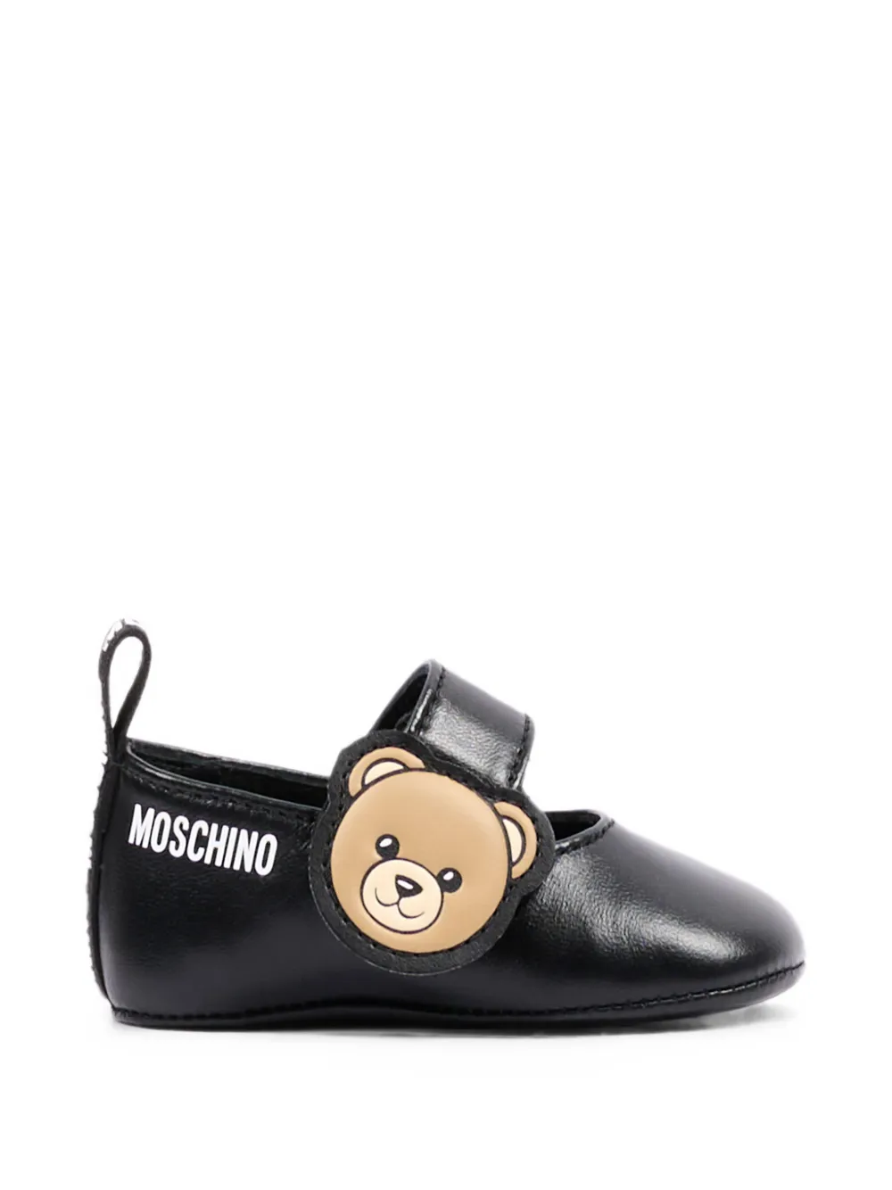 Moschino Kids teddy bear touch-strap ballet flats - Nero