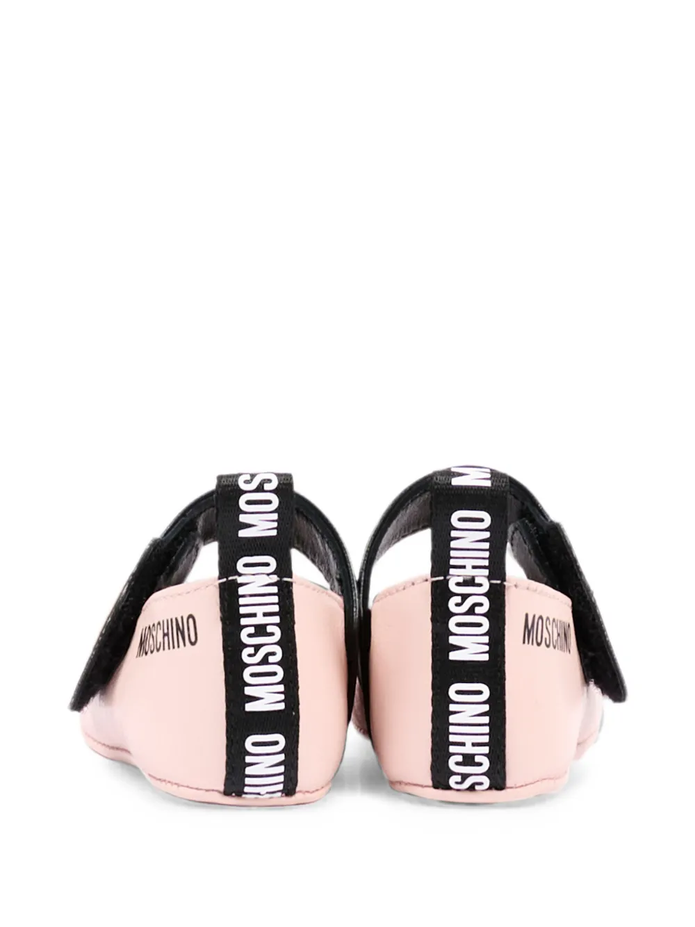 Moschino Kids teddy bear touch-strap ballet flats Roze