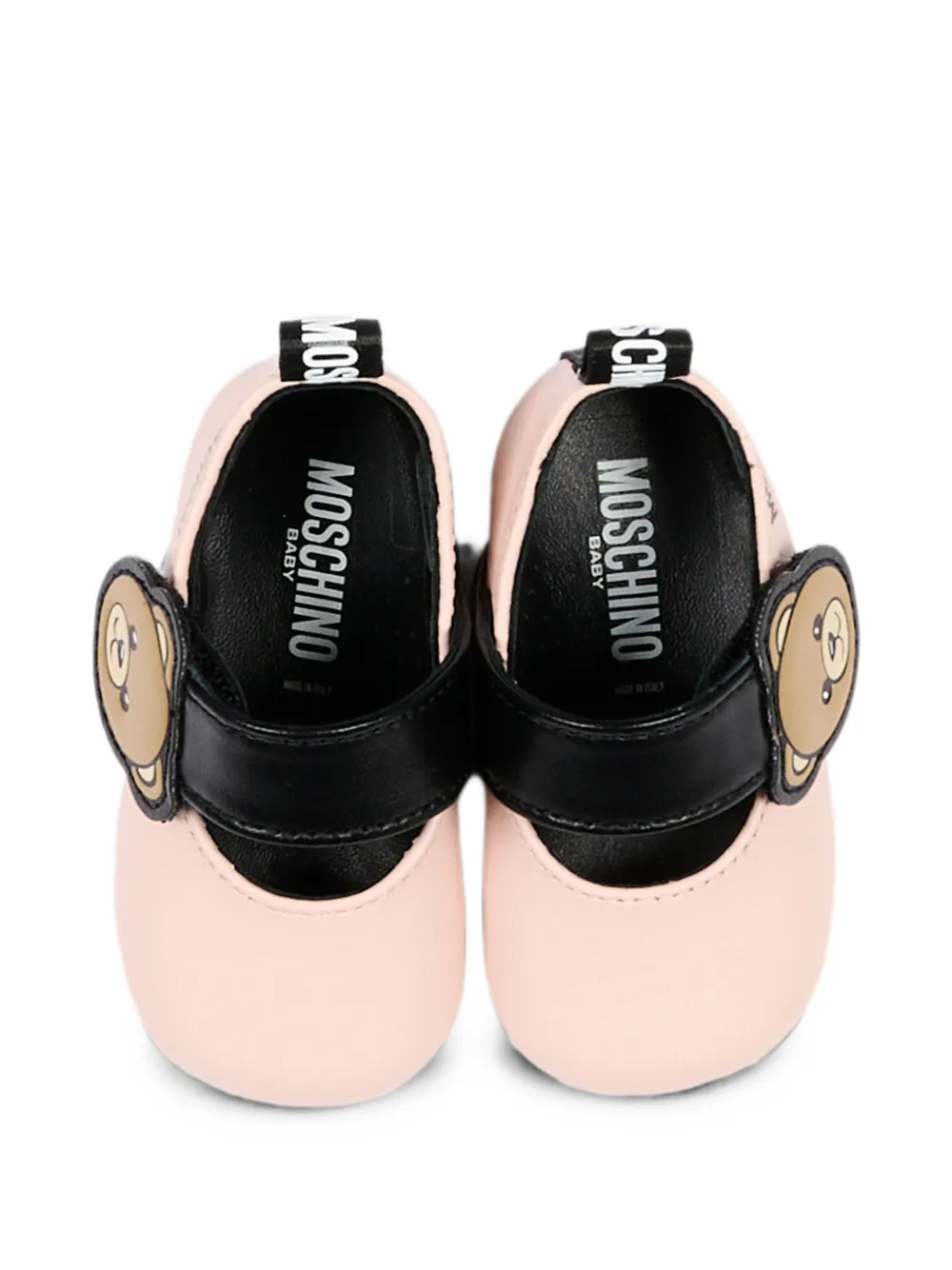 Moschino Kids teddy bear touch-strap ballet flats Roze