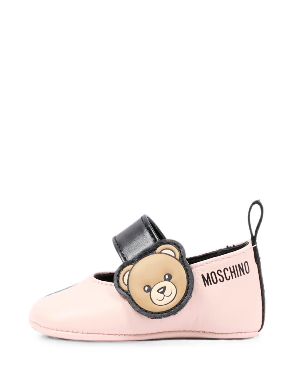Moschino Kids teddy bear touch-strap ballet flats Roze