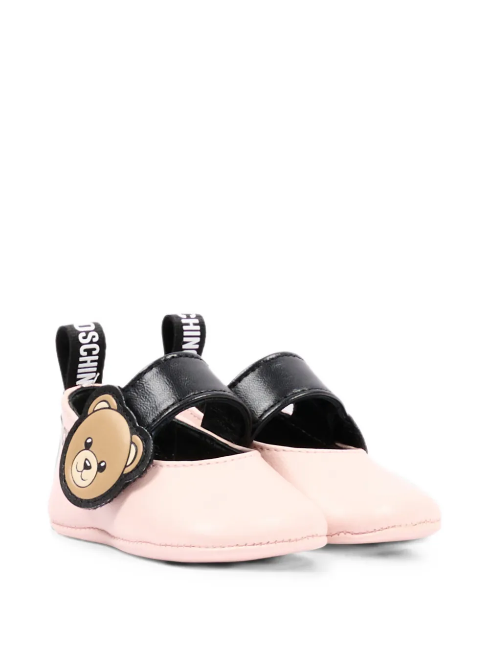 Moschino Kids teddy bear touch-strap ballet flats Roze