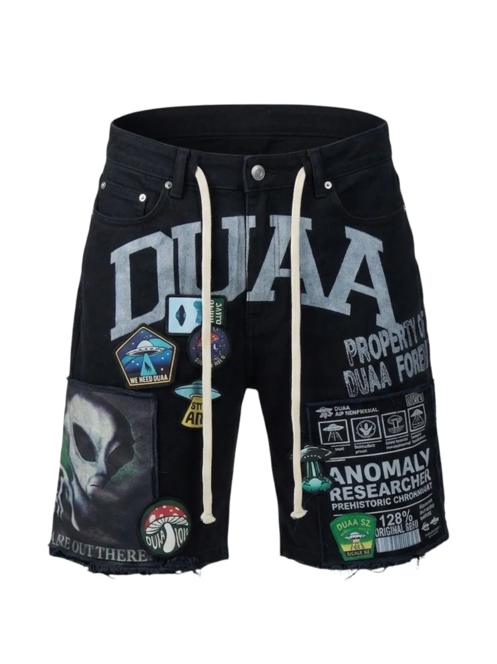 duaa graphic-print rhinestone-embellished shorts - Nero