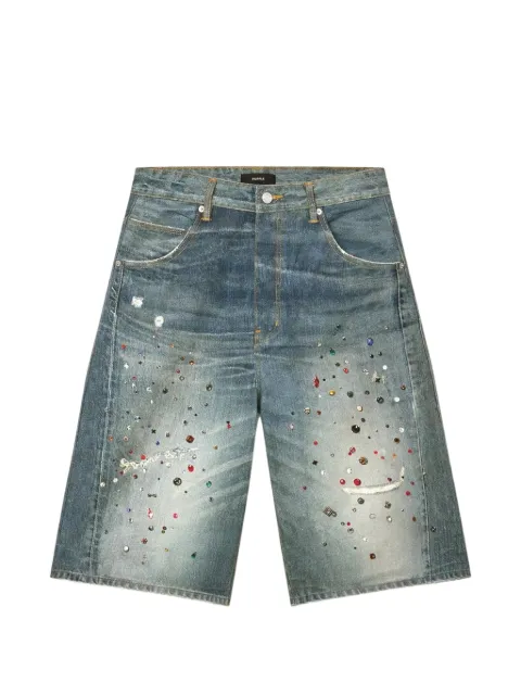 Purple Brand jewel-embellished digital-print denim shorts