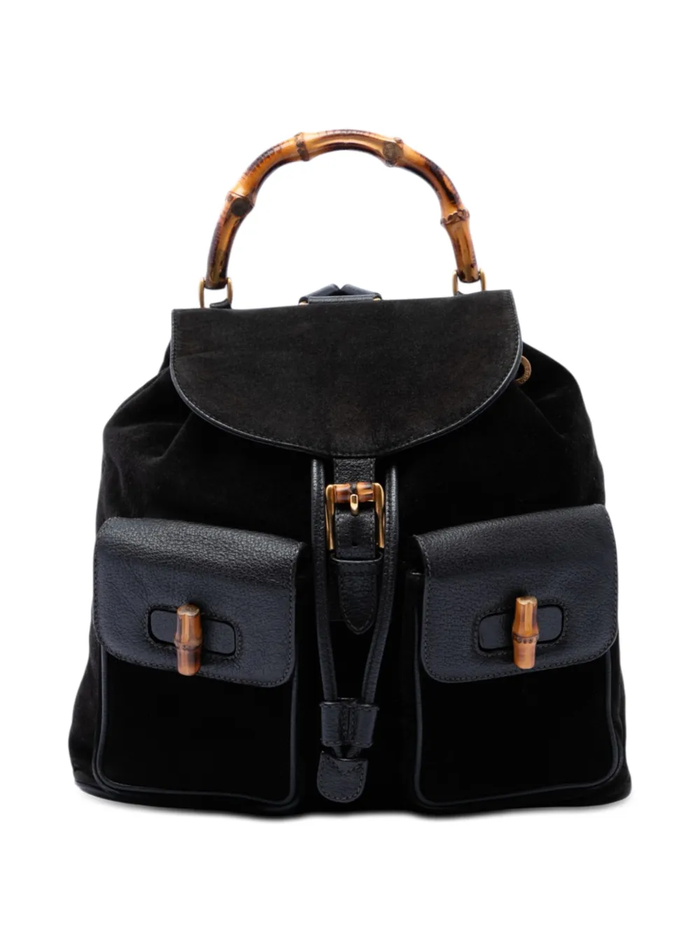 Gucci Pre-Owned Zaino in pelle scamosciata con manico in bambù XX secolo - Nero
