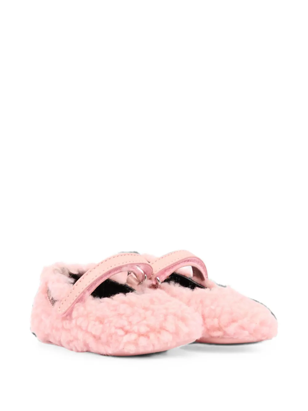 Moschino Kids shearling-effect touch-strap ballet flats - Rosa