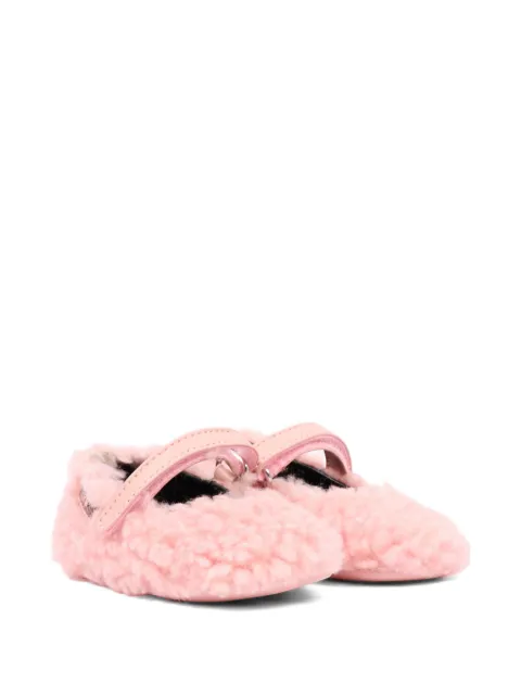 Moschino Kids shearling-effect touch-strap ballet flats