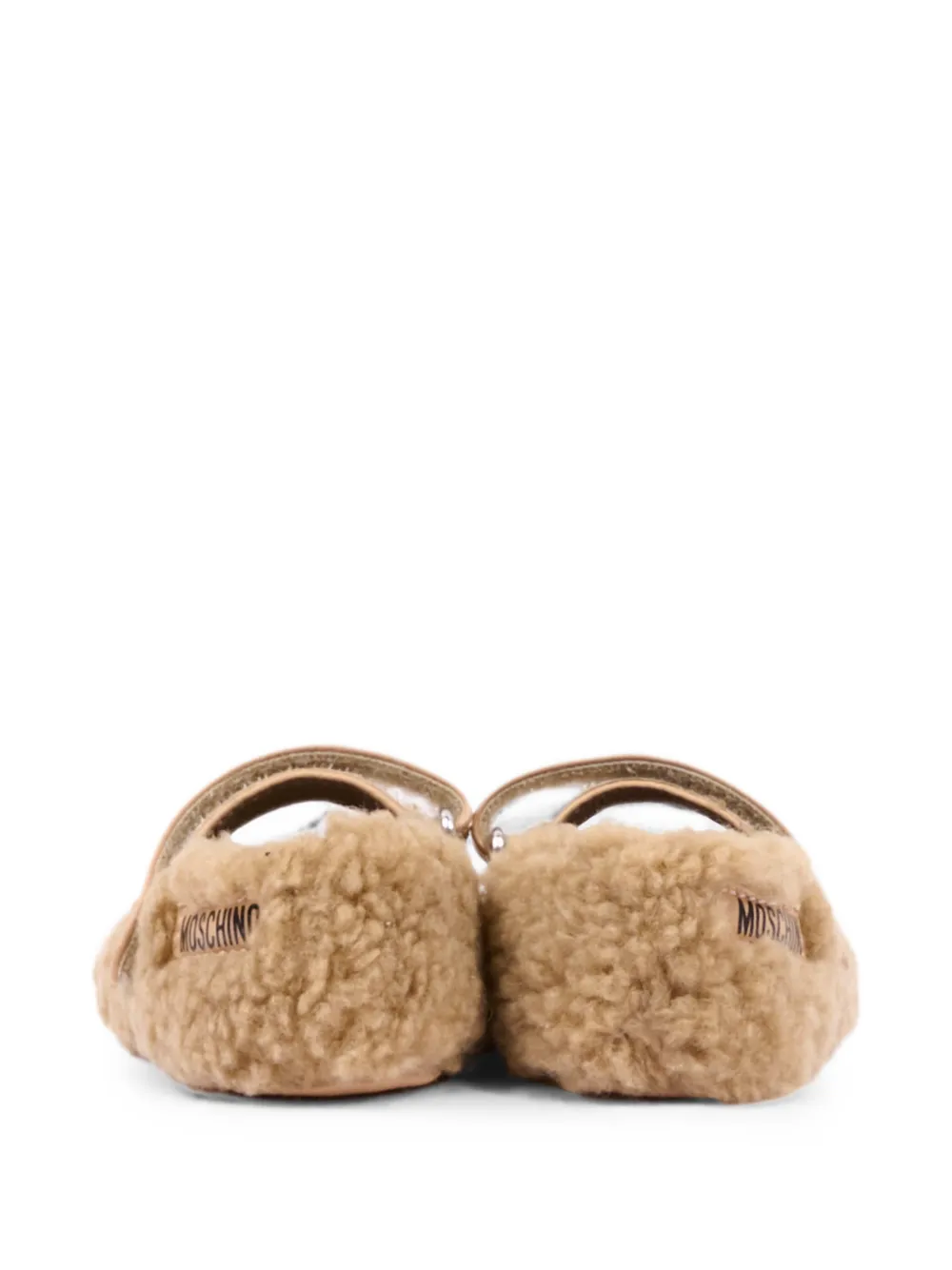 Moschino Kids faux-shearling touch-strap ballet flats Beige
