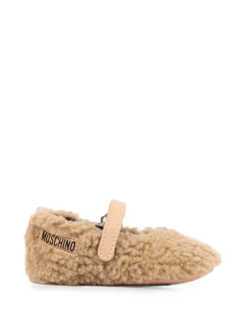 Moschino Kids faux-shearling touch-strap ballet flats