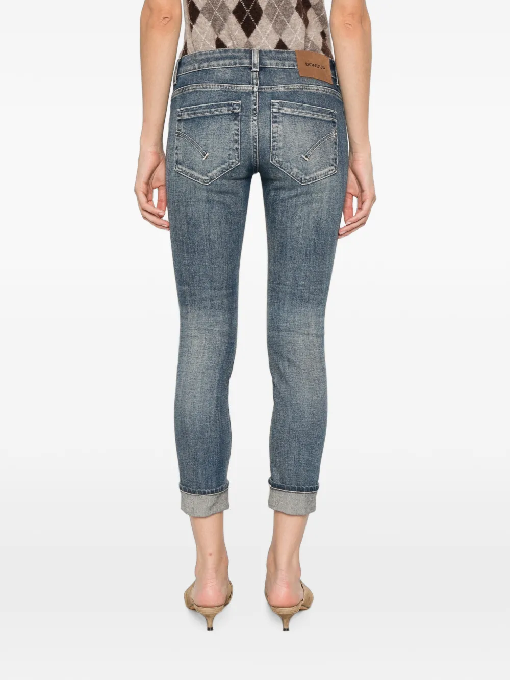 DONDUP Cropped jeans met vervaagd effect en omgeslagen pijpen Blauw