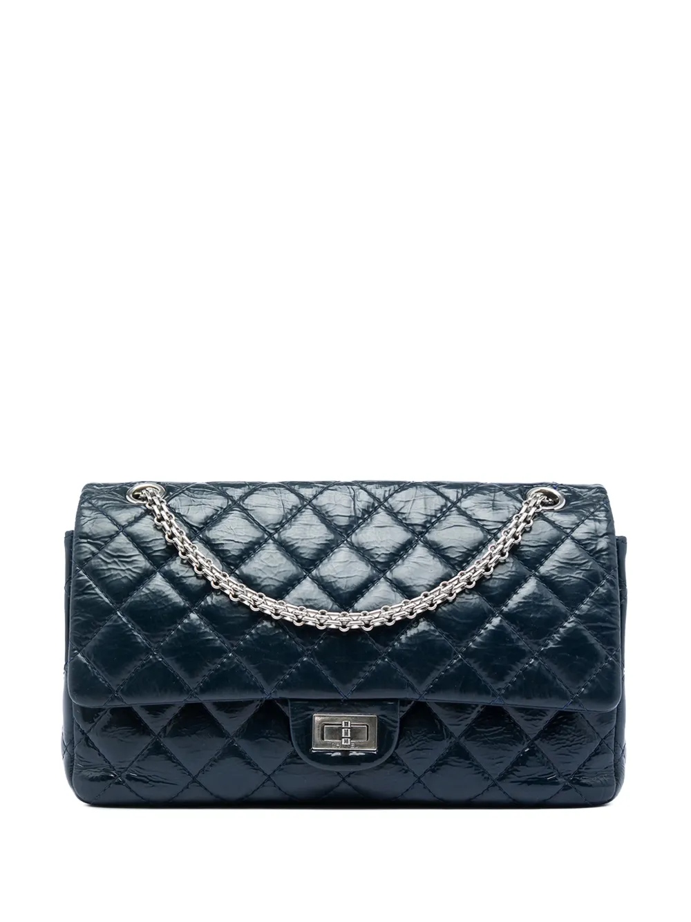 CHANEL Pre-Owned 2010-2011 Quilted Crinkled Patent Reissue 2.55 Double Flap 226 crossbody bag - Blue