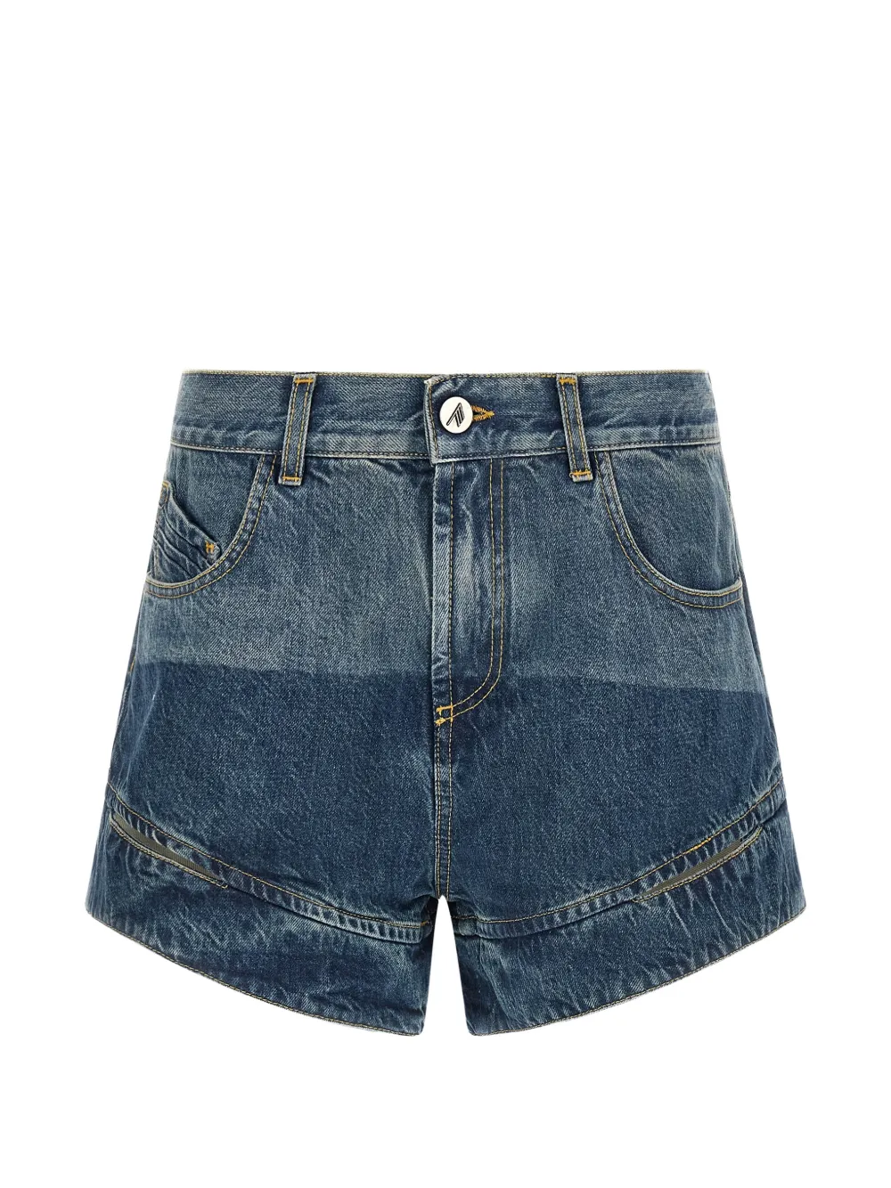 The Attico cut-out curved-hem shorts - Blue
