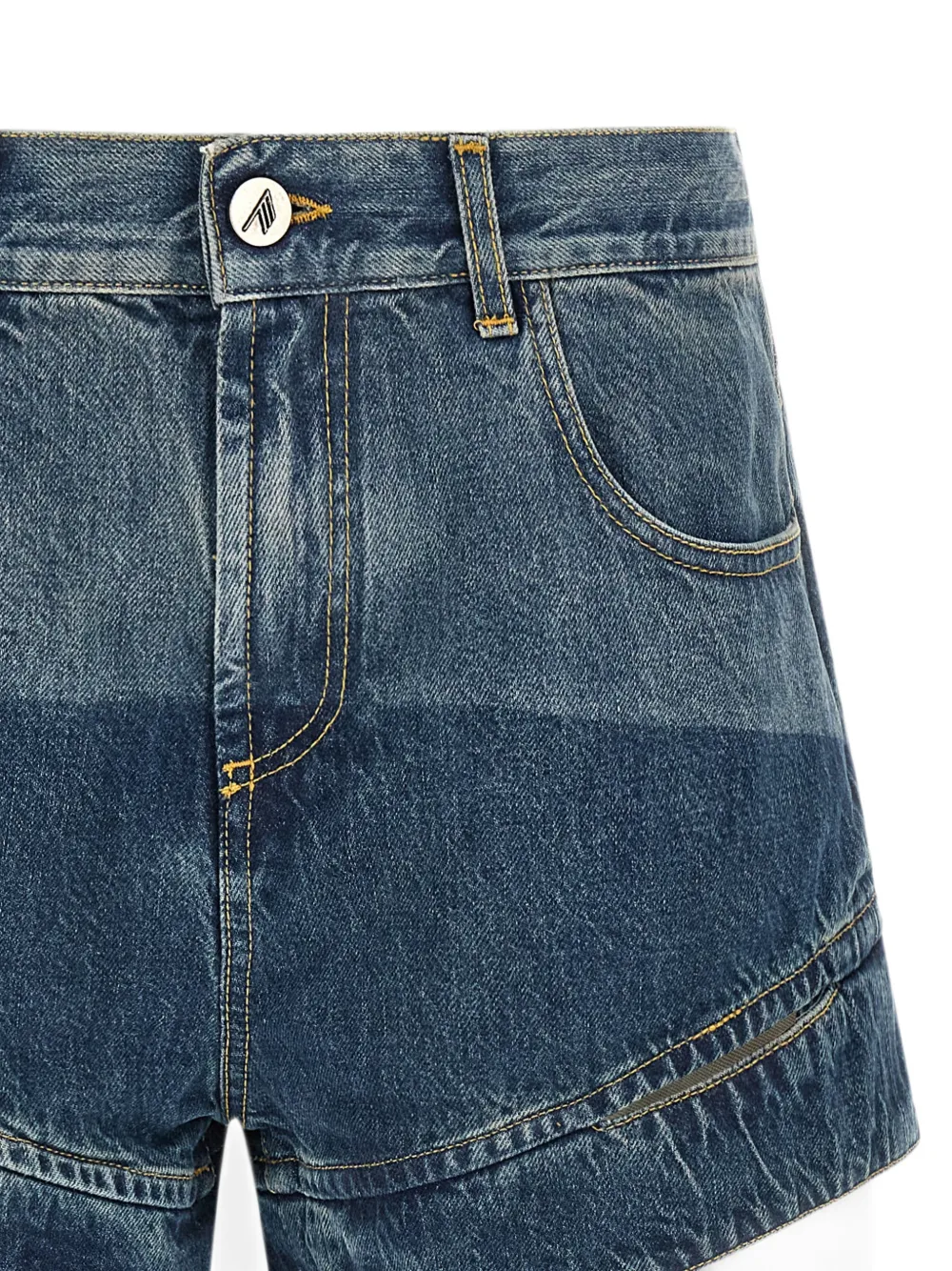 The Attico Shorts met gewelfde afwerking en uitgesneden details Blauw
