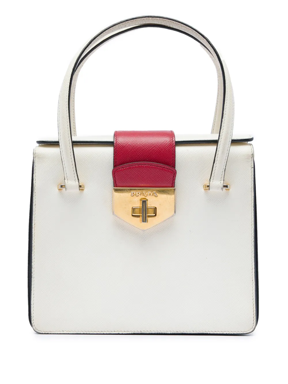 Prada Pre-Owned 2000-2026 Saffiano-Handtasche mit Drehverschluss - Weiß