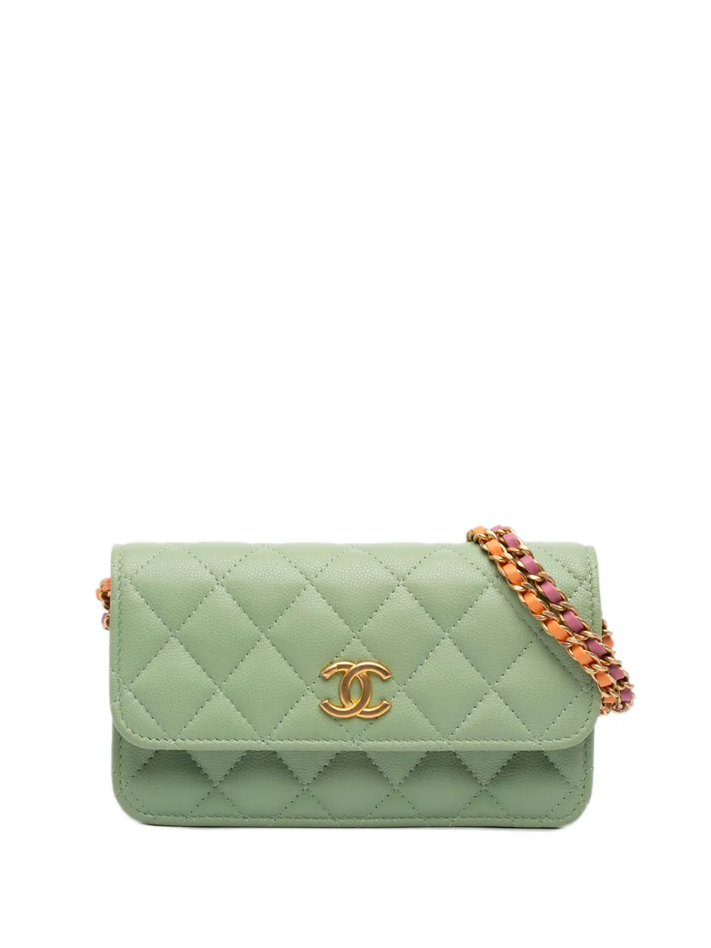 CHANEL Pre-Owned 2021-2026 Mini CC Quilted Caviar Clutch With Chain crossbody bag - Green