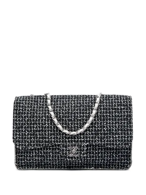 CHANEL Pre-Owned bolso de hombro Single Flap jumbo de piel de becerro y tweed 2013-2014
