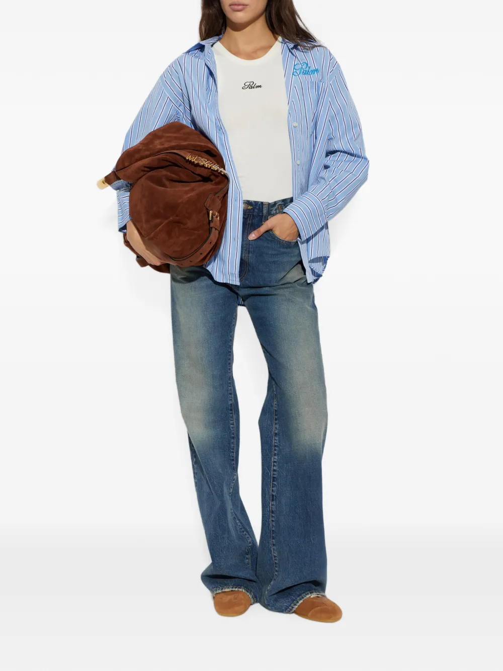 Palm Angels Overhemd met geborduurd logo Blauw