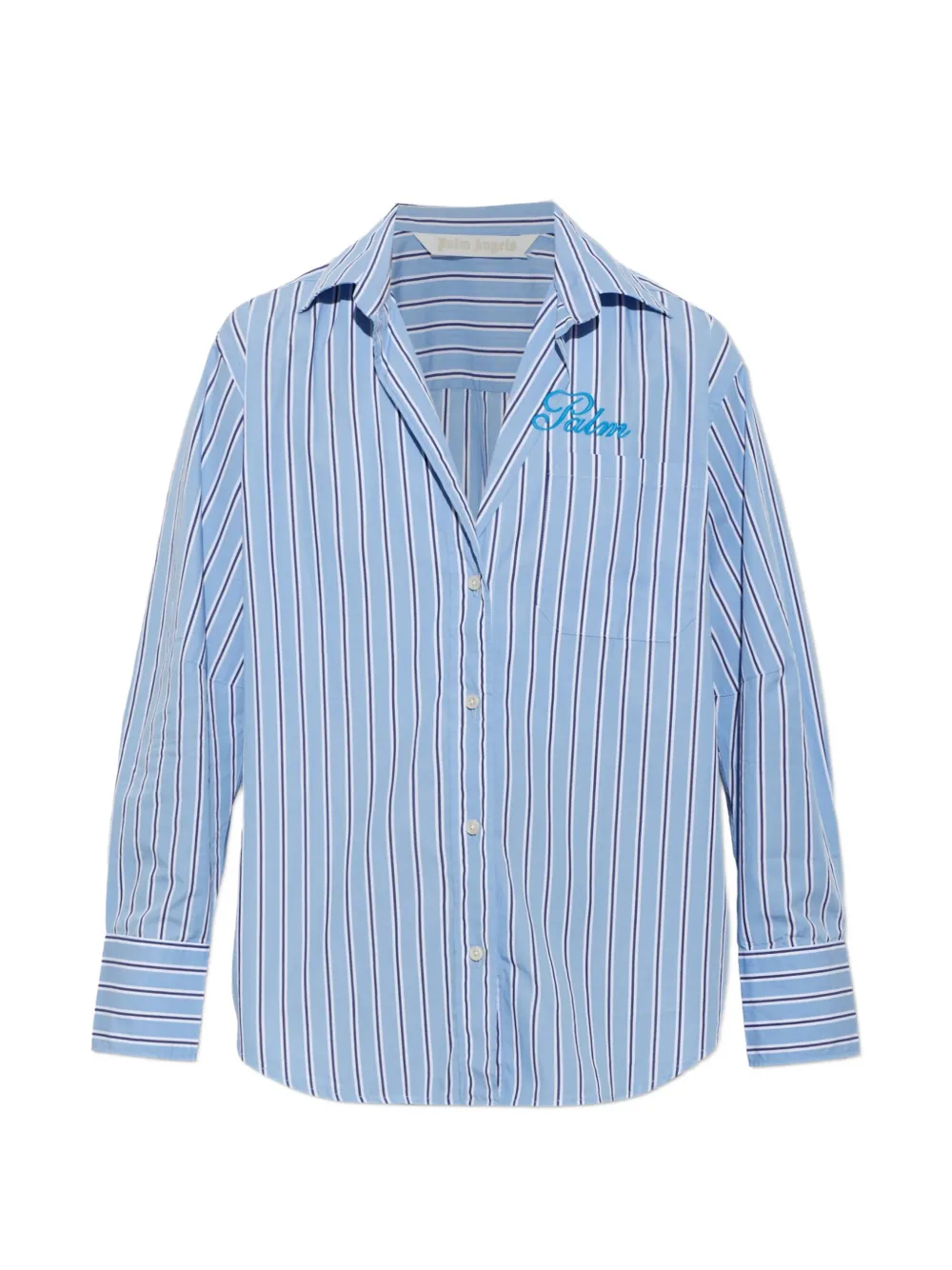 Palm Angels striped embroidered-logo shirt - Blau