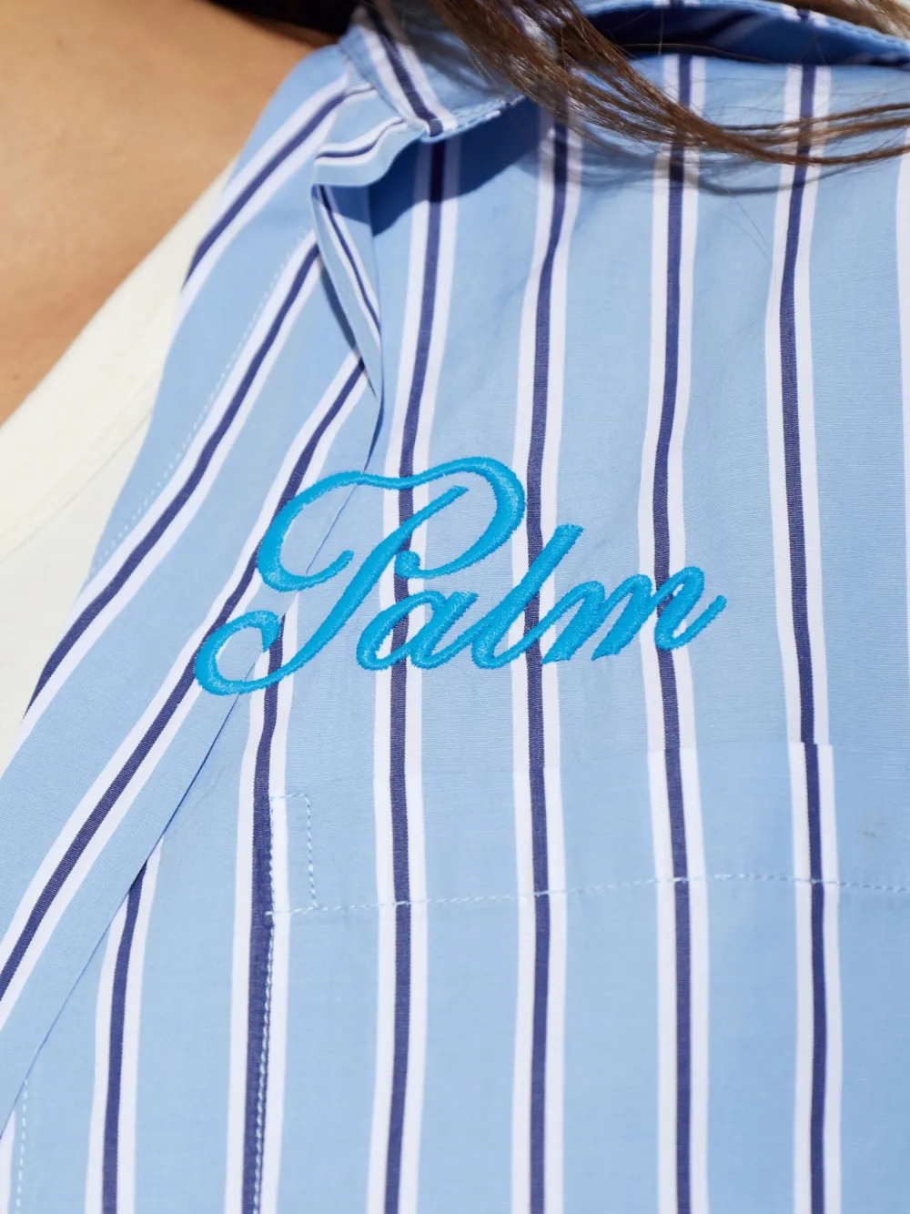 Palm Angels Overhemd met geborduurd logo Blauw