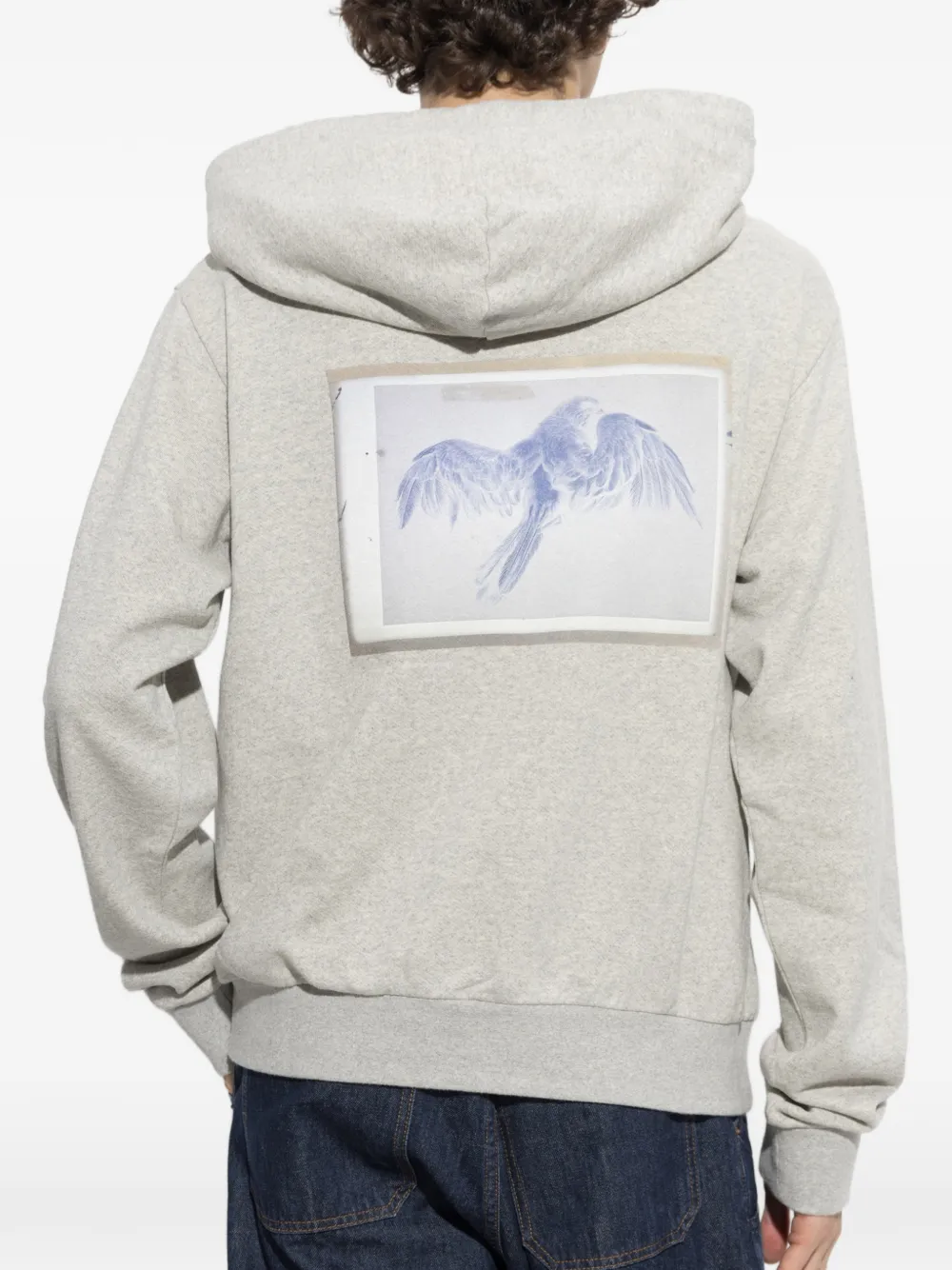 Maison Margiela Hoodie met trekkoord en vogelprint Grijs