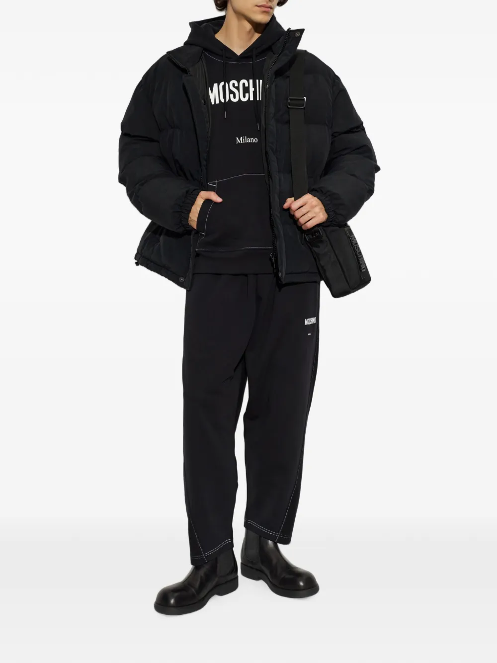 Moschino contrast-stitch track pants Zwart