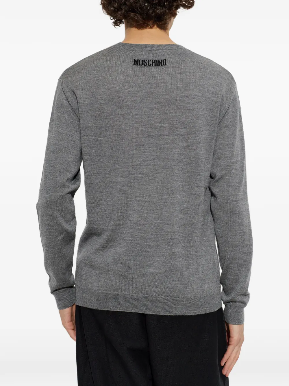 Moschino Trui met borstzak en intarsia zonnebril Grijs