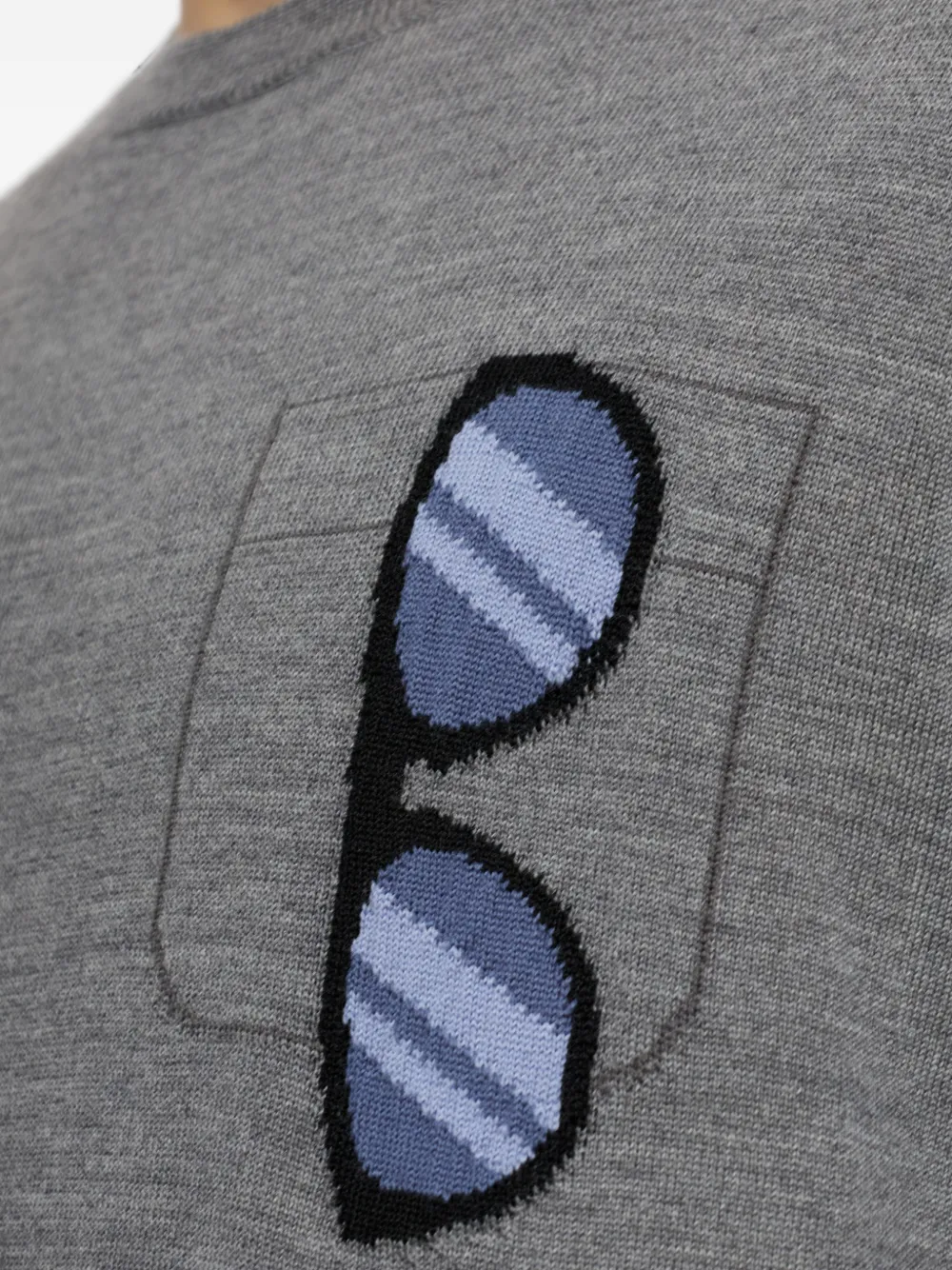 Moschino Trui met borstzak en intarsia zonnebril Grijs