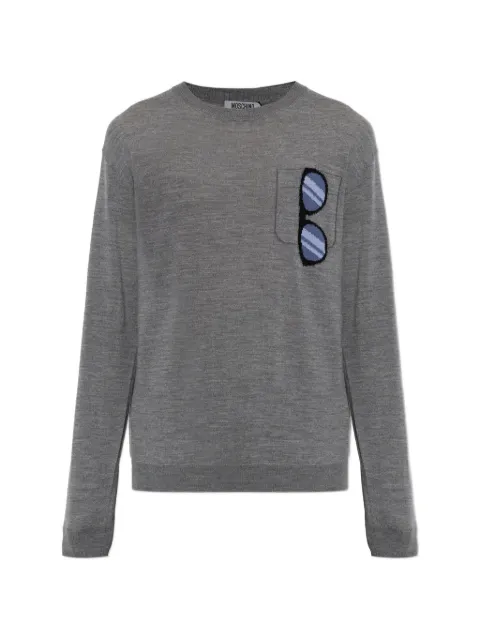 Moschino sunglasses-intarsia chest-pocket sweater