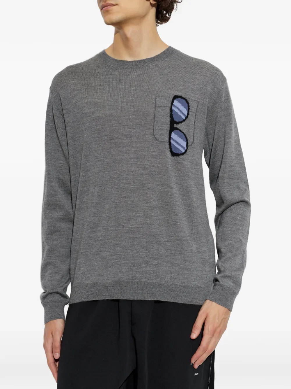 Moschino Trui met borstzak en intarsia zonnebril Grijs