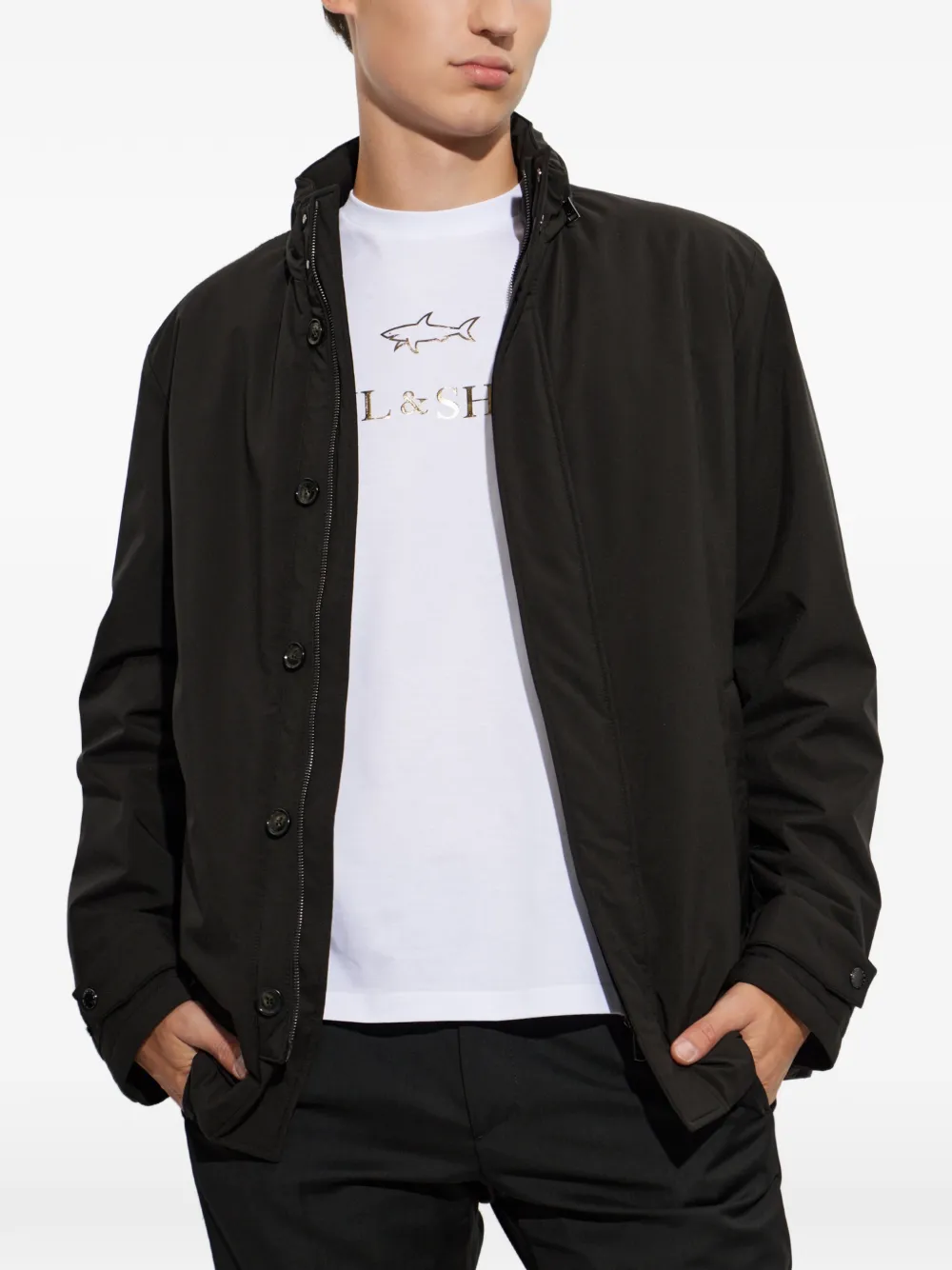 Paul & Shark Typhoon Platinum geïsoleerd jack met hoge hals Zwart