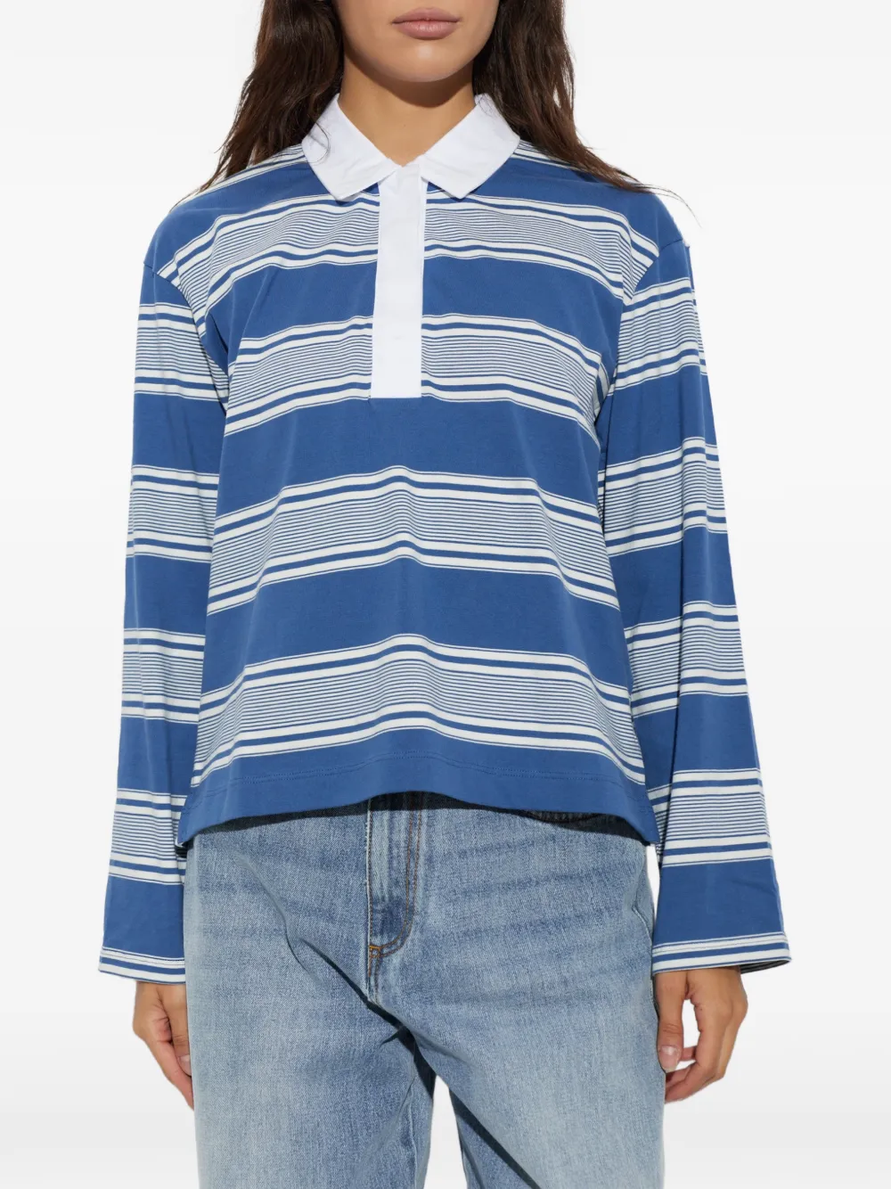rag & bone Kelly gestreept poloshirt met lange mouwen Blauw