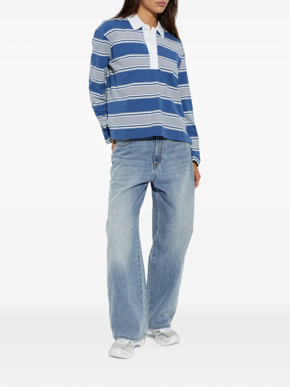 rag & bone Kelly gestreept poloshirt met lange mouwen Blauw