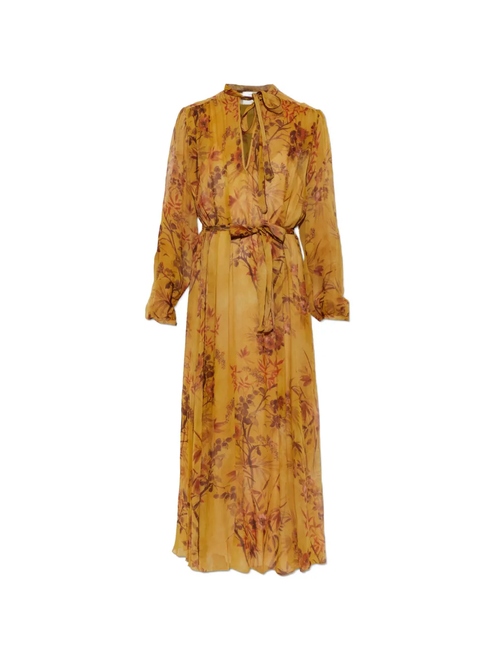 Forte Forte botanical-motif tie-neck maxi dress - Giallo