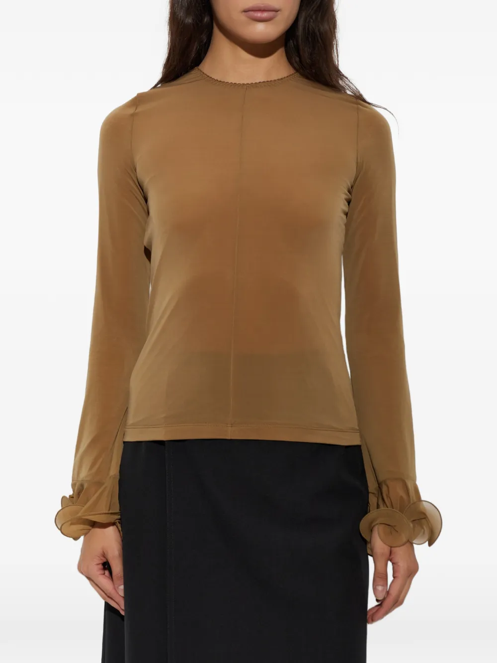 Moschino Top met ruches en lange mouwen Bruin