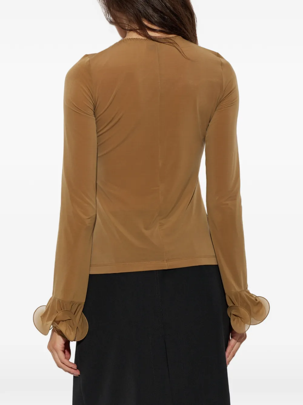 Moschino Top met ruches en lange mouwen Bruin