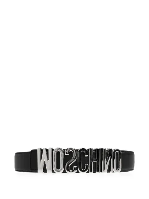 Moschino logo-plaque leather belt