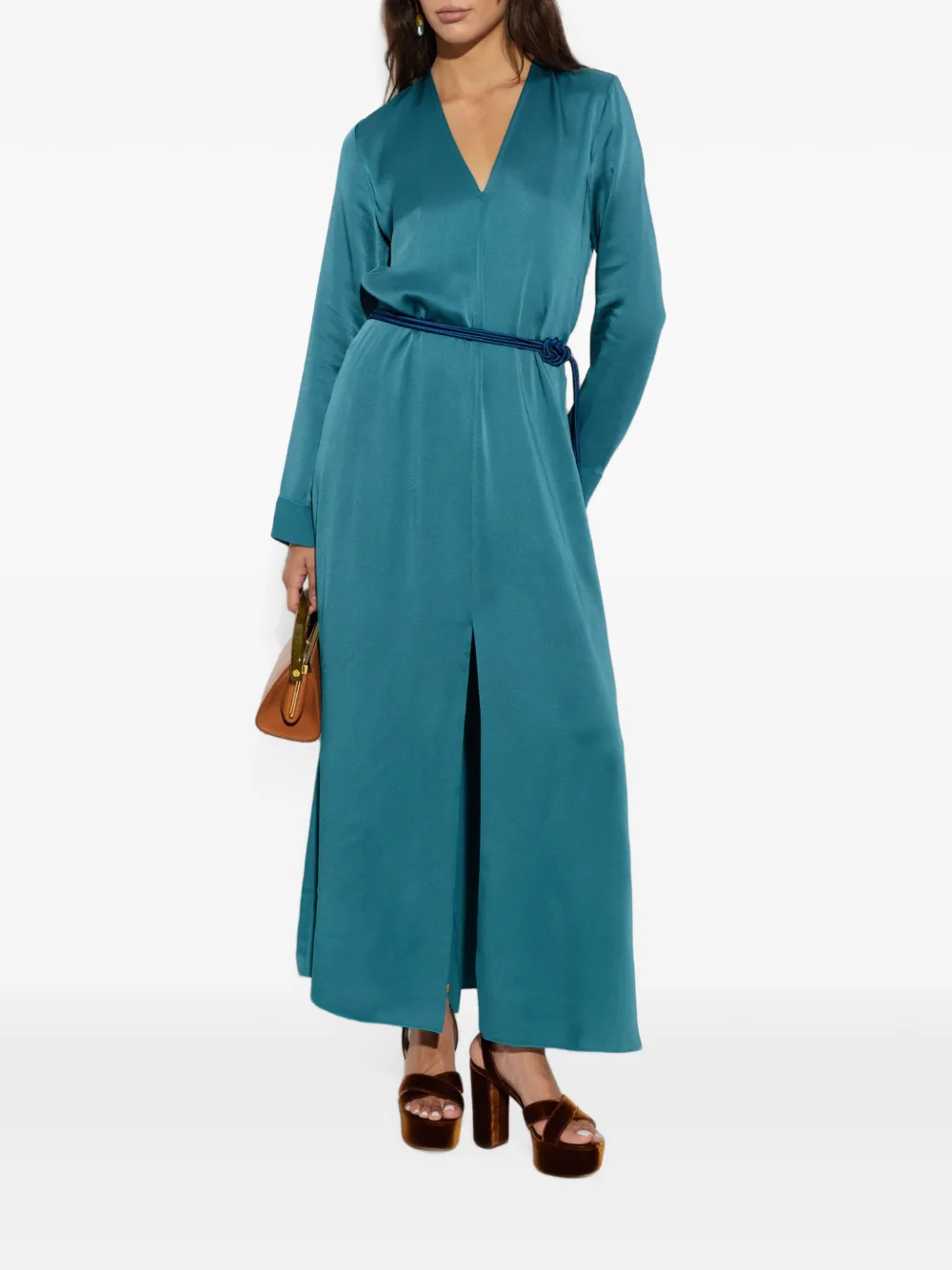 Forte Maxi-jurk met ceintuur Blauw