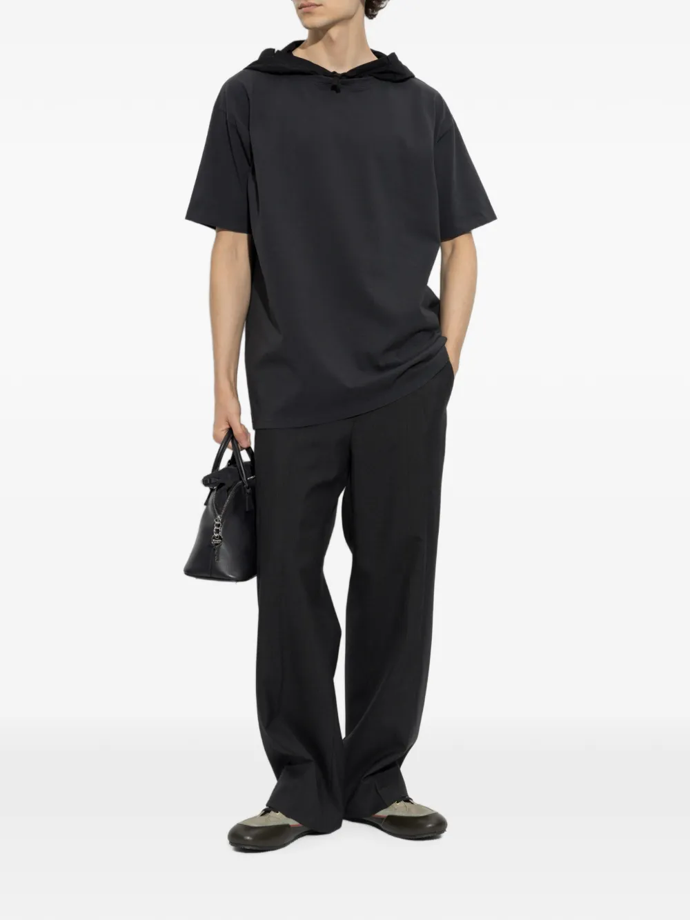 Maison Margiela graphic-print hooded T-shirt Zwart