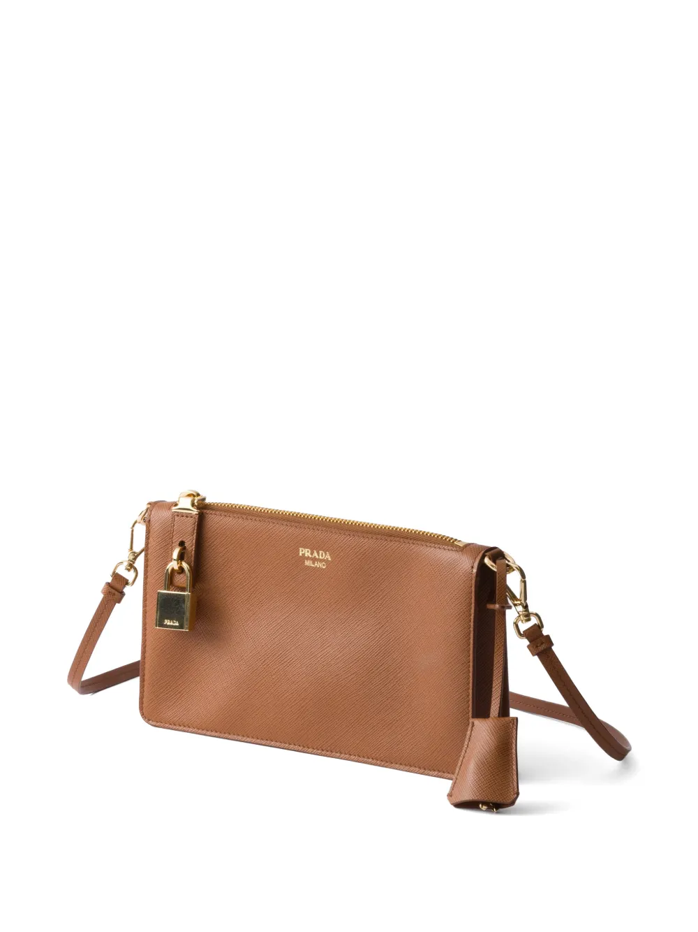 Prada Saffiano leren smartphone buidel Bruin