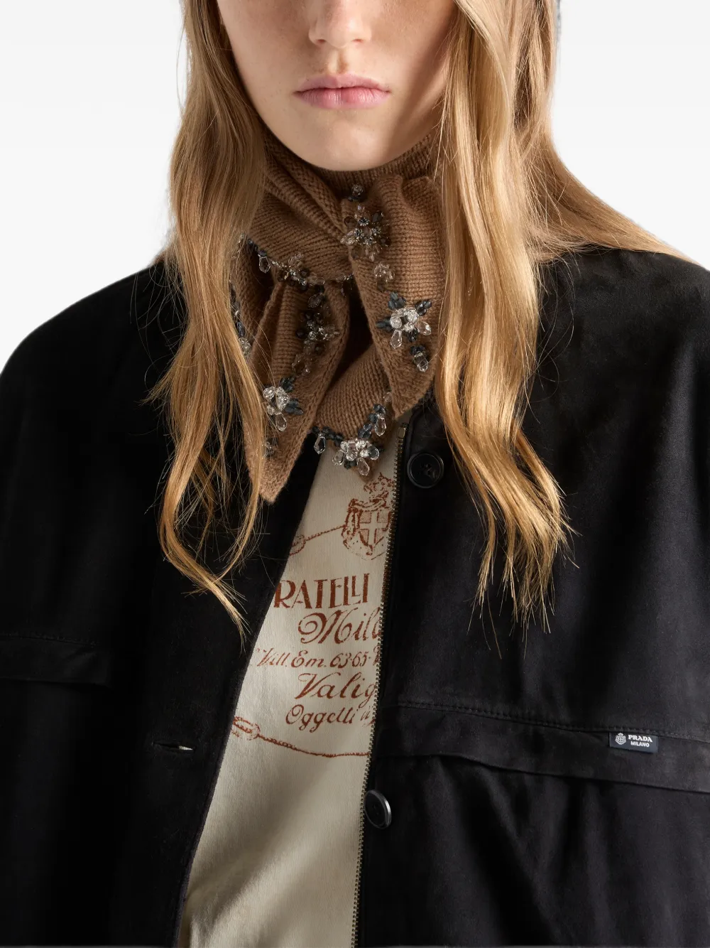 Prada Katoenen T-shirt met logoprint Beige