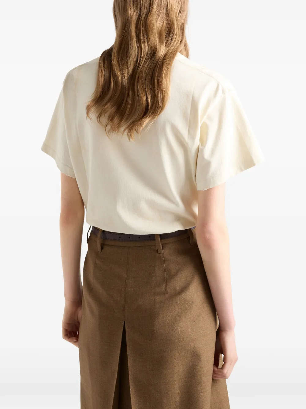 Prada Katoenen T-shirt met logoprint Beige
