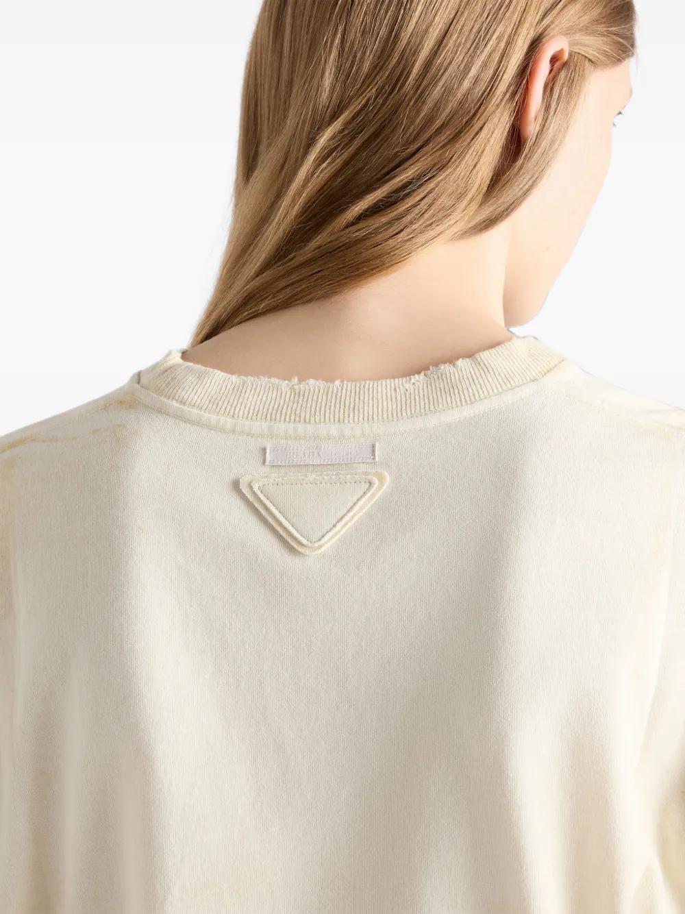 Prada Katoenen T-shirt met logoprint Beige