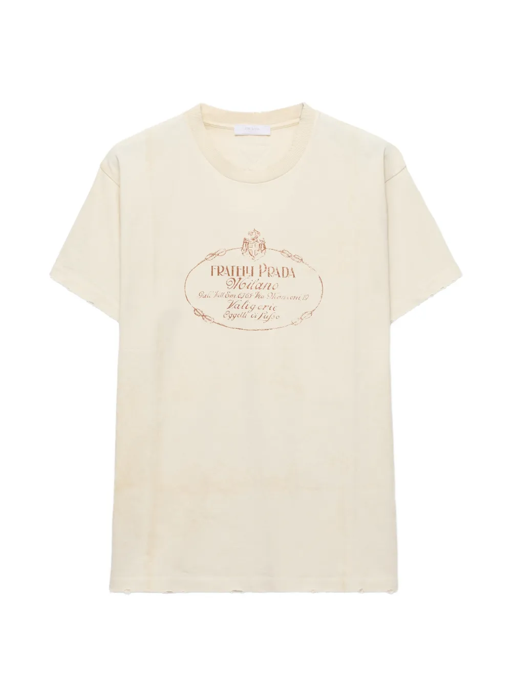 Prada T-shirt in jersey tinto in capo - Toni neutri