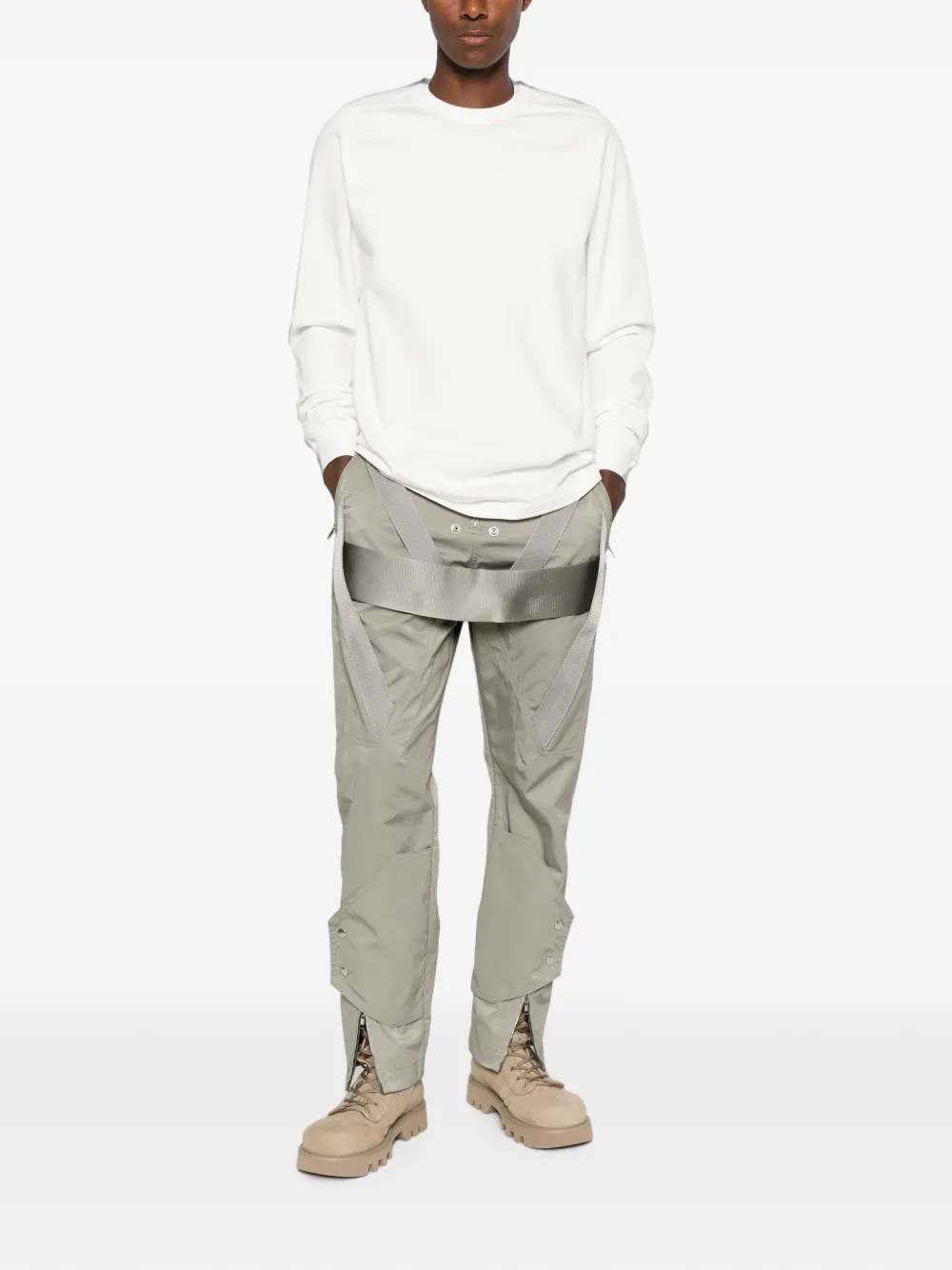 Rick Owens Broek met manchetten met rits en bandje Grijs