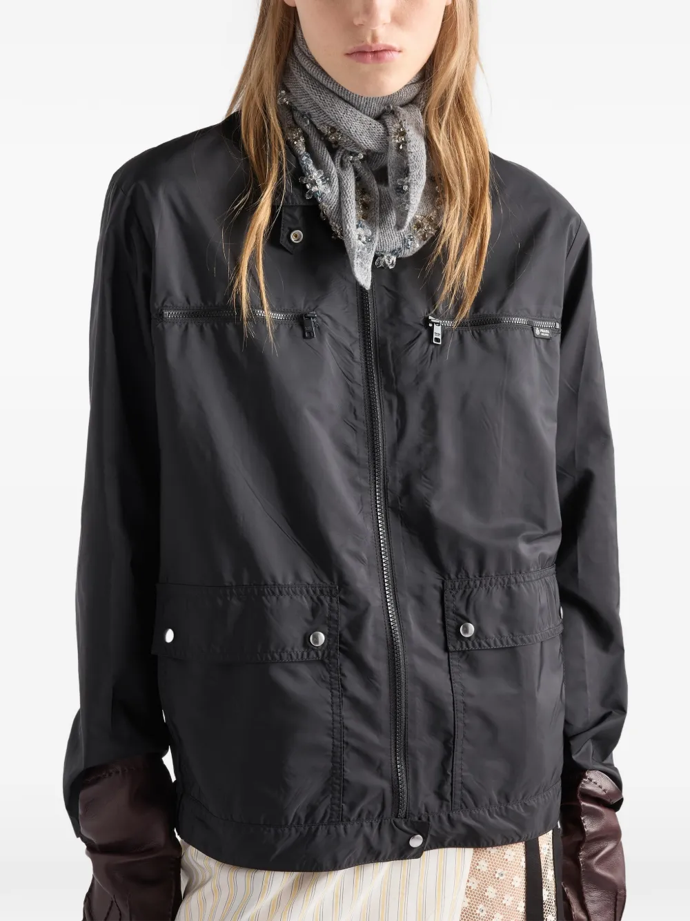 Prada Lichtgewicht Re-Nylon jack Zwart