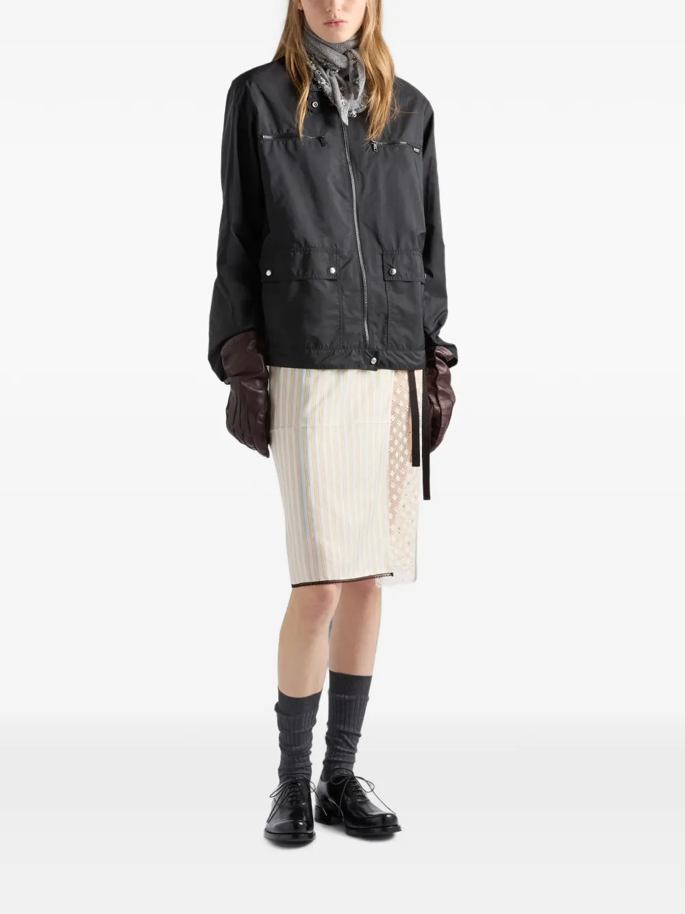 Prada Lichtgewicht Re-Nylon jack Zwart