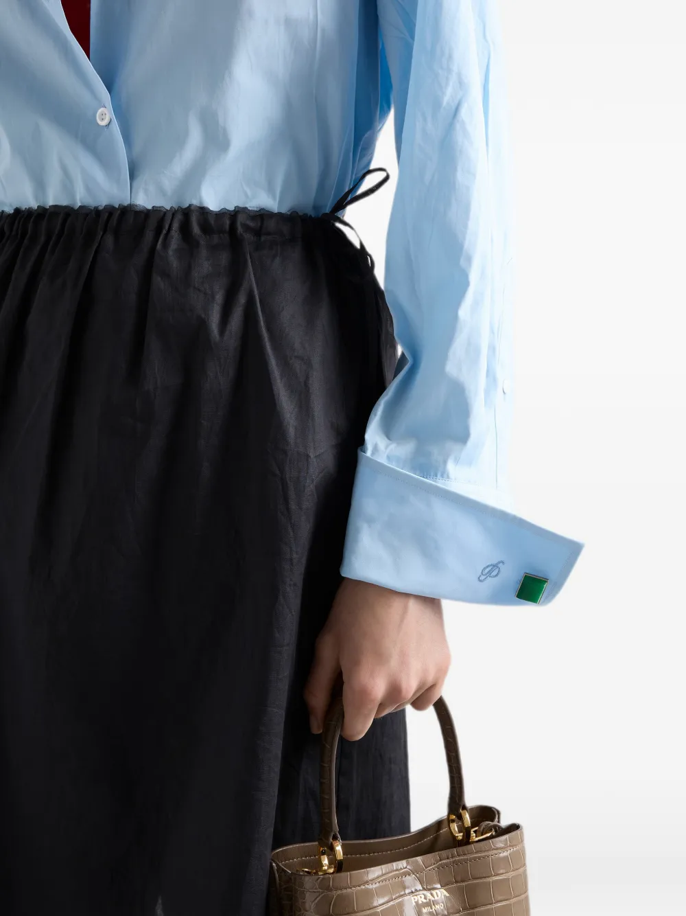 Prada Midi-rok met katoenen organdie Zwart