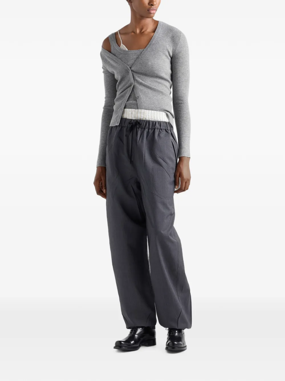 Prada Elastische trainingsbroek met trekkoord Grijs