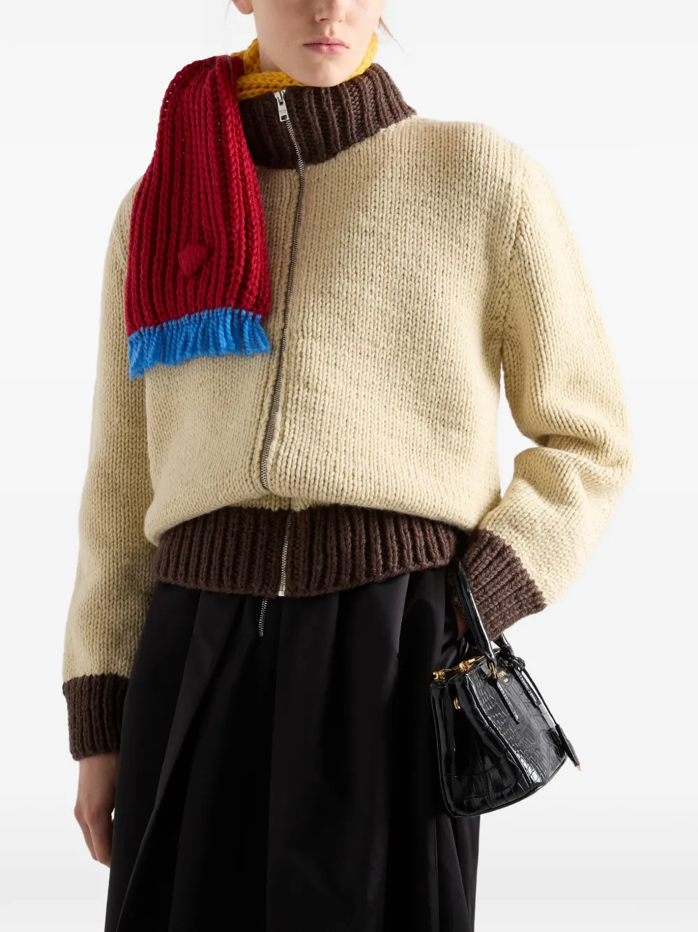Prada Wollen vest met rits Beige